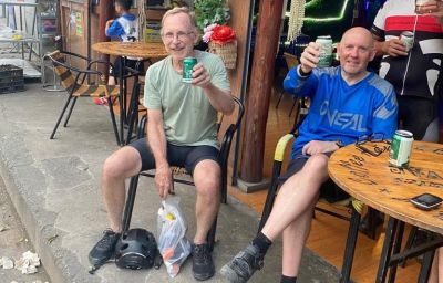 David Voas Cycling on the  tour with redspokes